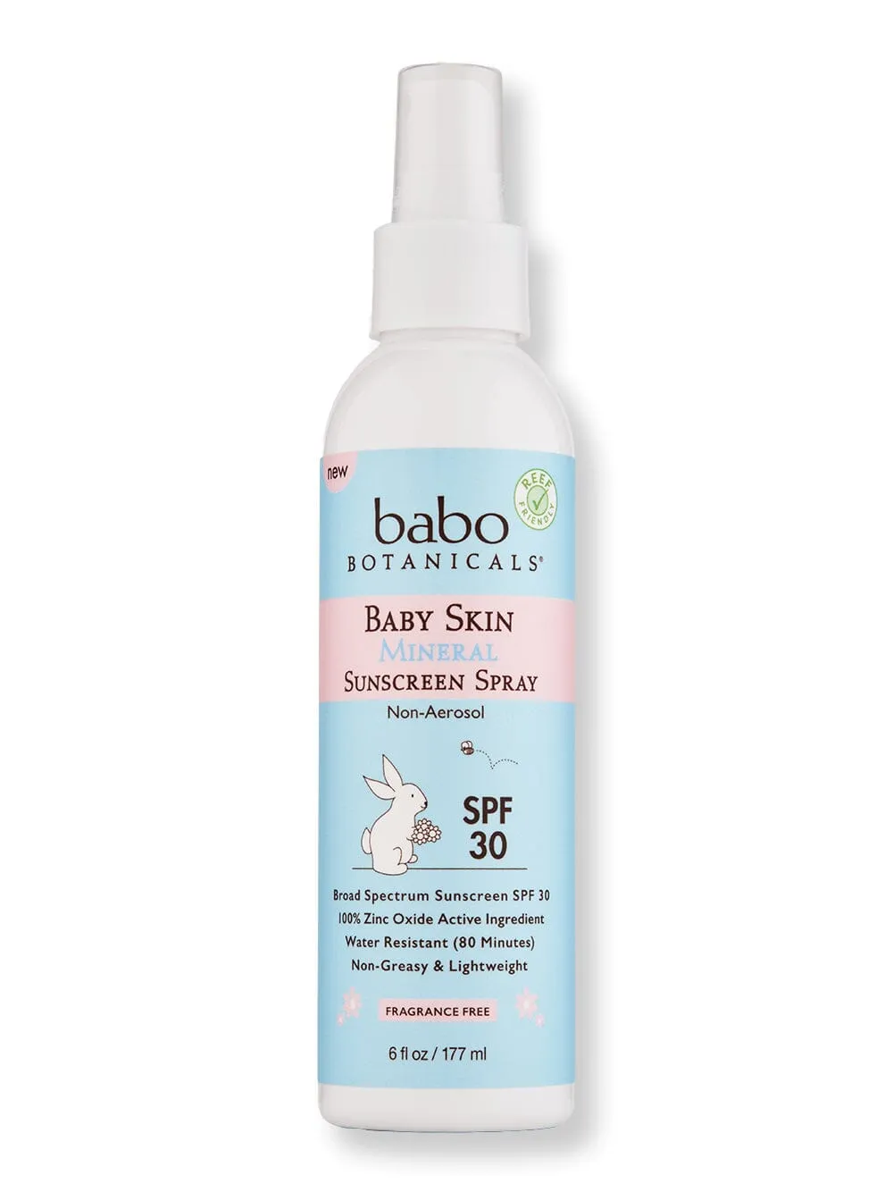 Babo Botanicals Baby Skin Mineral Sunscreen Spray Non-Aerosol Fragrance Free SPF 30 6 oz