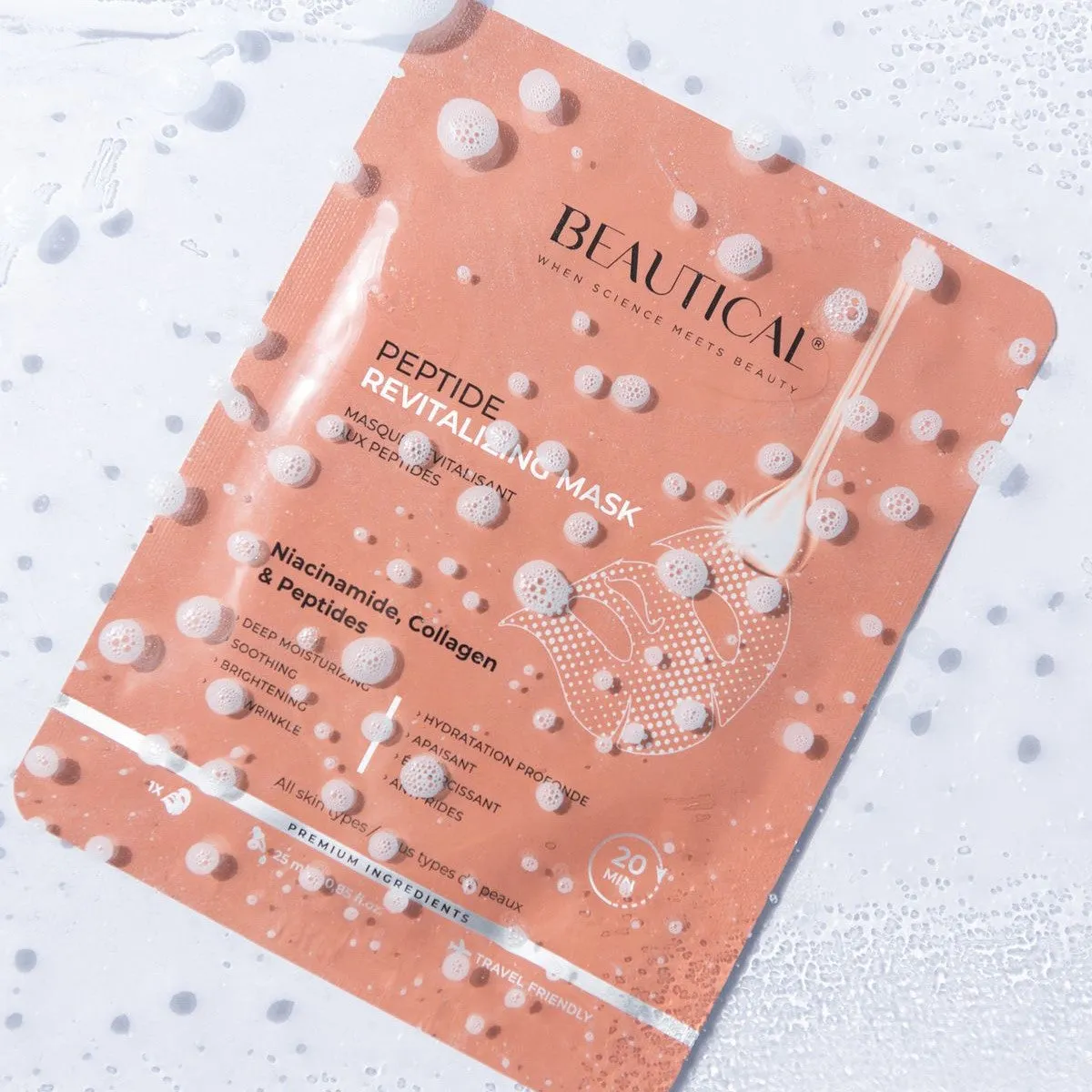 BEAUTICAL Peptide Revitalizing Mask - Brightening, moisturizing, anti wrinkle, soothing - Face Mask - Peptides, Niacinamide, Hyaluronic Acid, Collagen