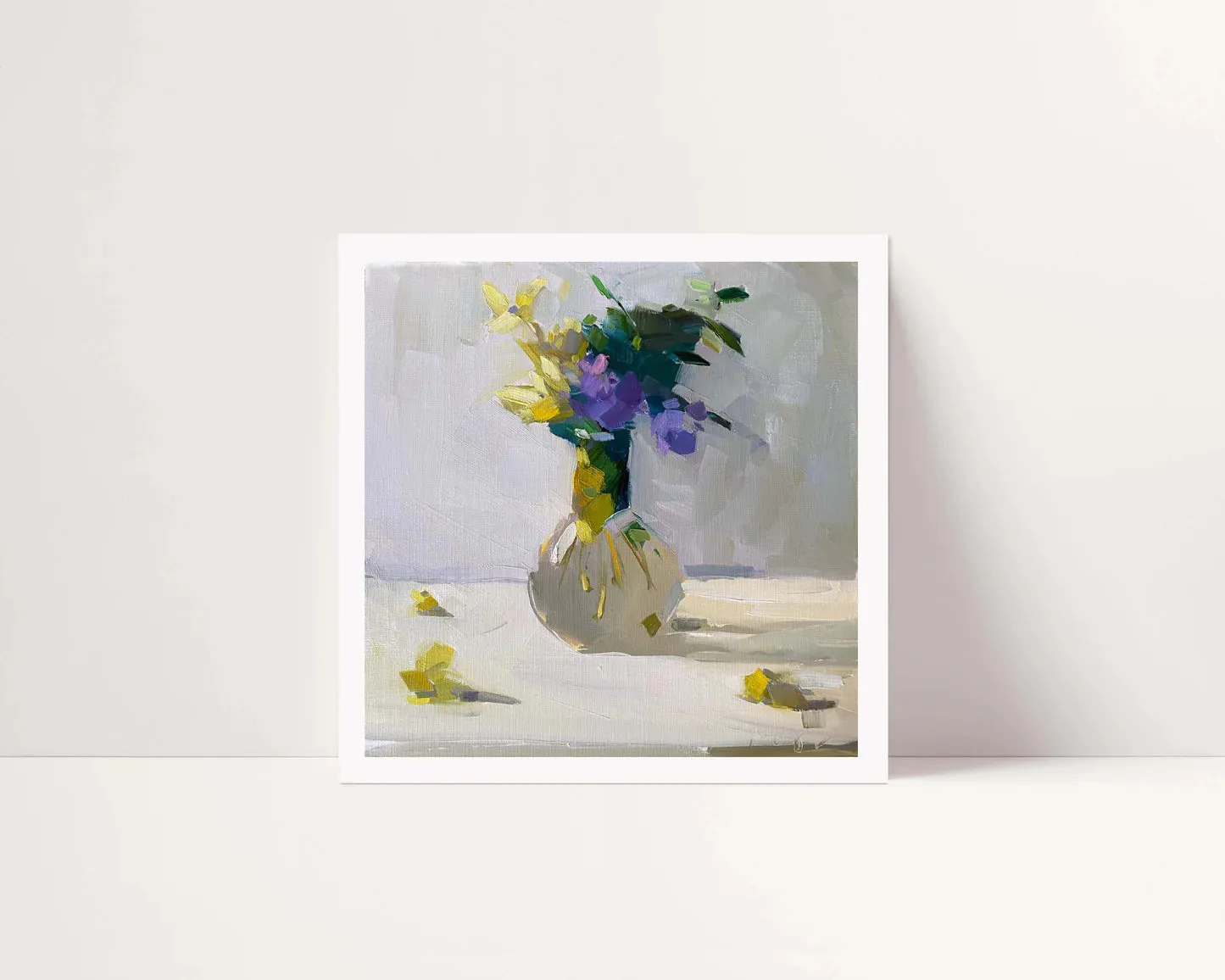 Forsythia and Vinca Archival Print, unframed