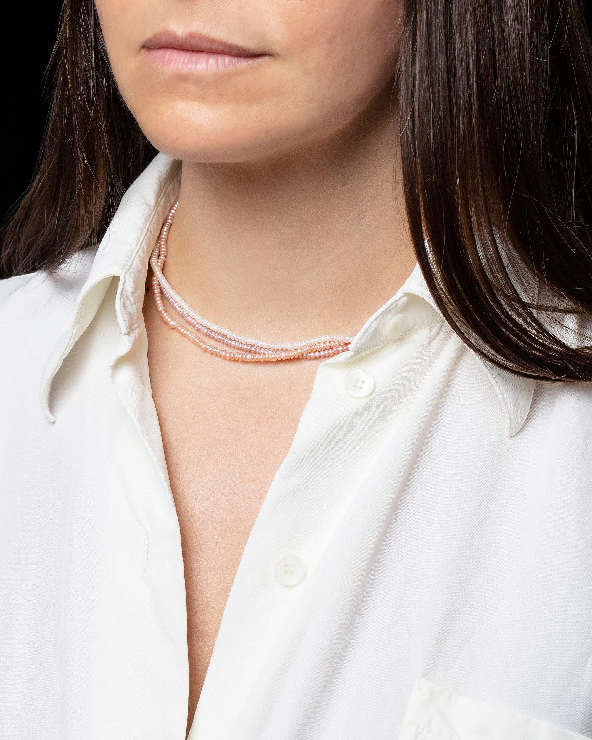 Multi Strand Seed Pearl Choker Necklace