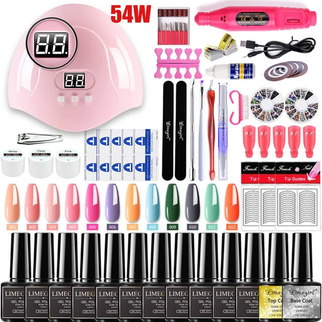 Nail set 120/54W UV LED LAMP for Manicure Gel nail polish Set Kit Gel Varnish Electric Nail Drill Manicure Sets Nail Art Tools