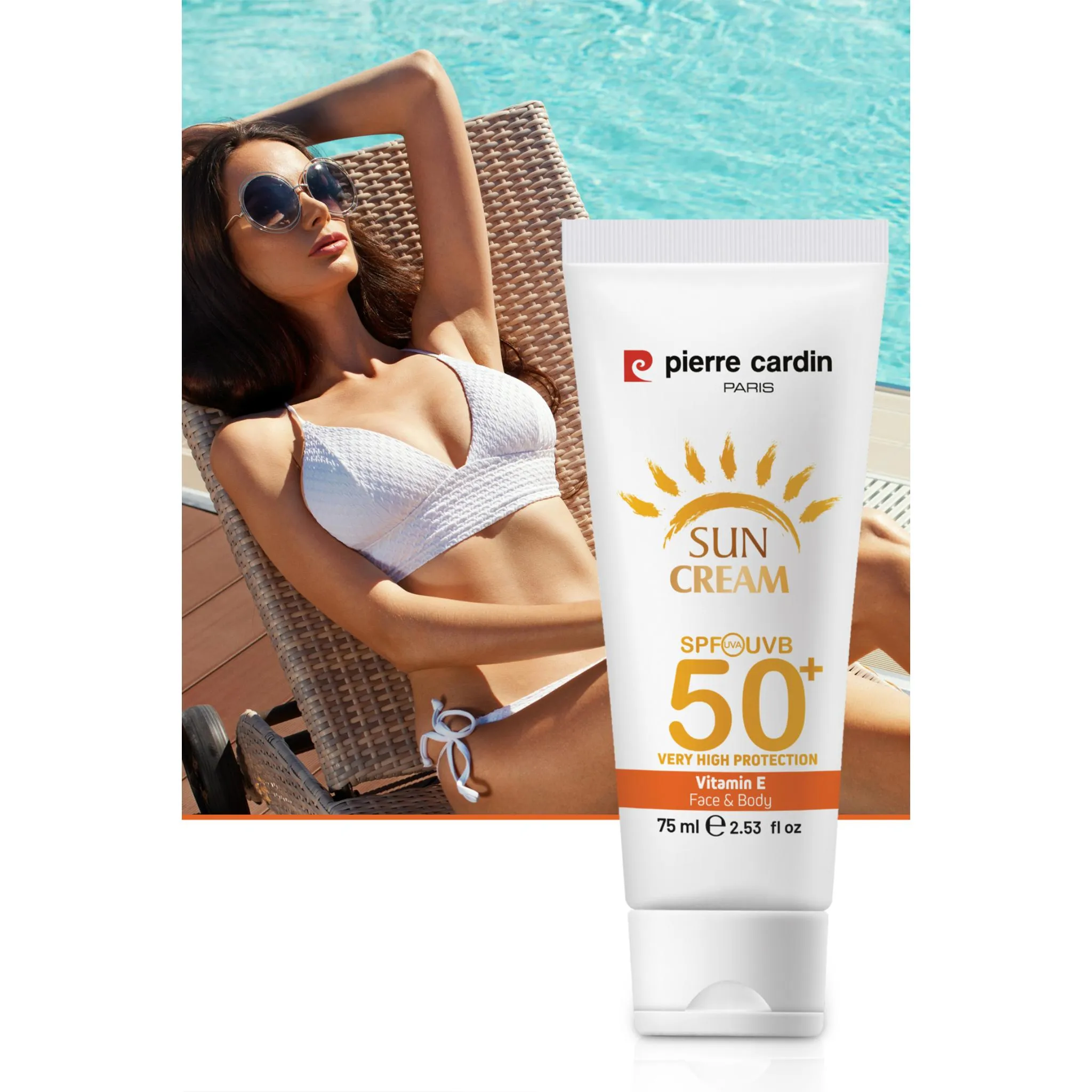 Pierre Cardin Paris Sun Cream 50  SPF V.High Profile 75ml