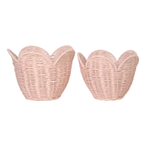 Rattan Lily Basket Set - Blush