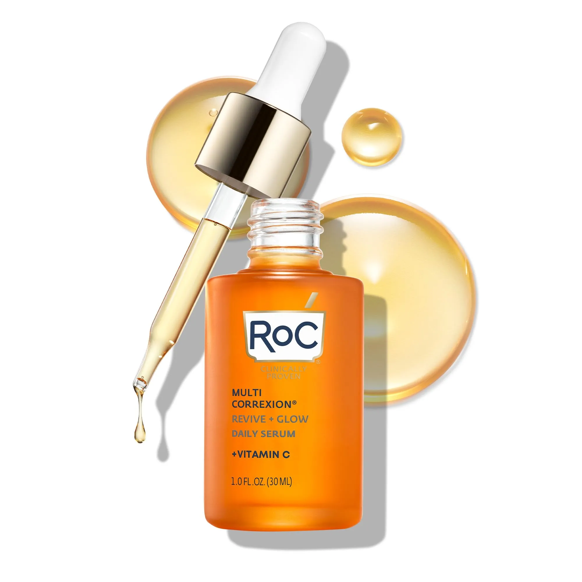 RoC Multi Correxion Revive   Glow 10% Active Vitamin C Serum for Face, Daily Anti-Aging Wrinkle and Skin Tone Skin Care Treatment, Brightening Serum, Stocking Stuffers for Men & Women, 1 oz