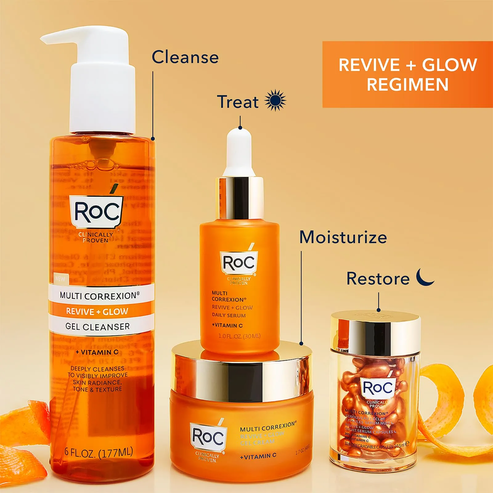 RoC Multi Correxion Revive   Glow 10% Active Vitamin C Serum for Face, Daily Anti-Aging Wrinkle and Skin Tone Skin Care Treatment, Brightening Serum, Stocking Stuffers for Men & Women, 1 oz