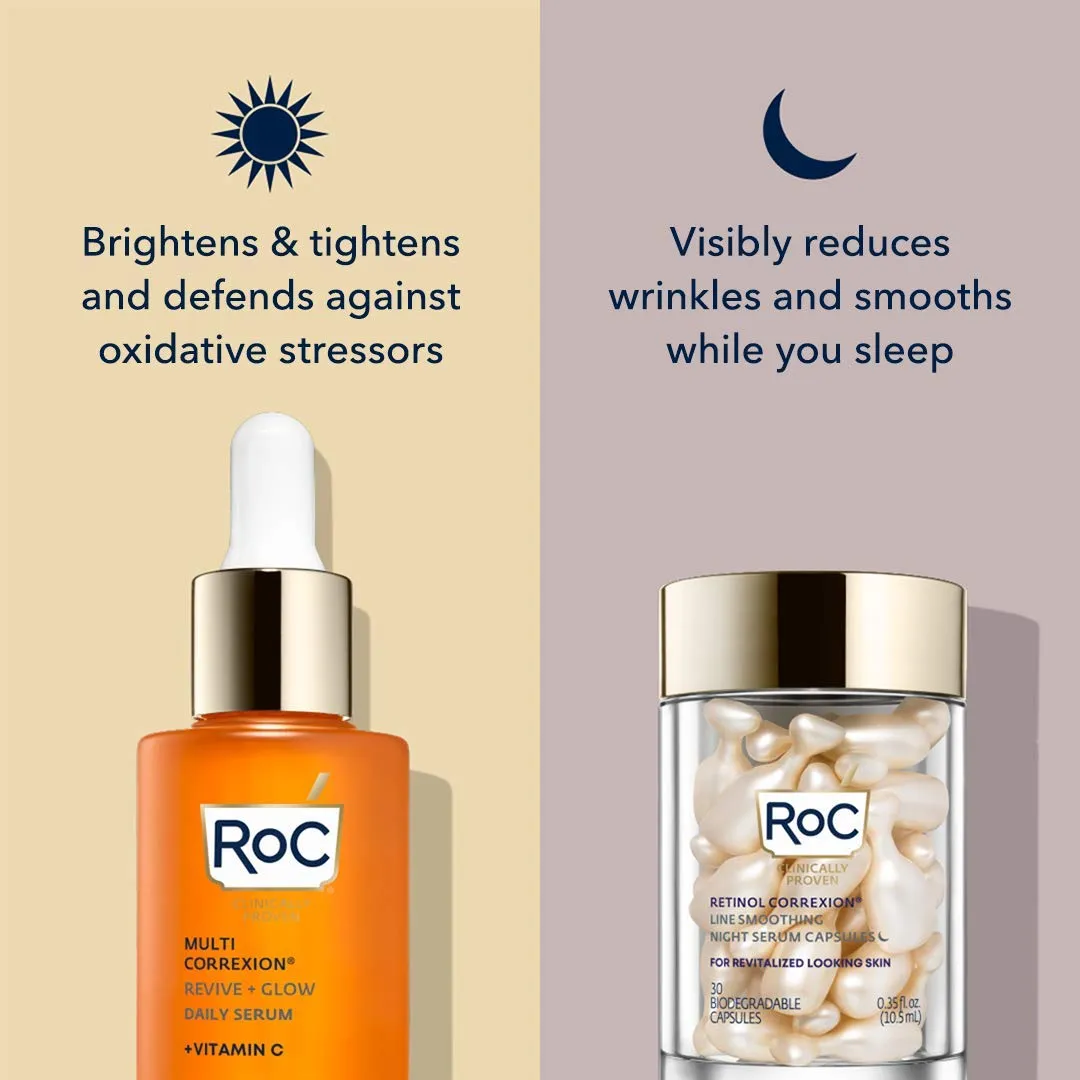 RoC Multi Correxion Revive   Glow 10% Active Vitamin C Serum for Face, Daily Anti-Aging Wrinkle and Skin Tone Skin Care Treatment, Brightening Serum, Stocking Stuffers for Men & Women, 1 oz