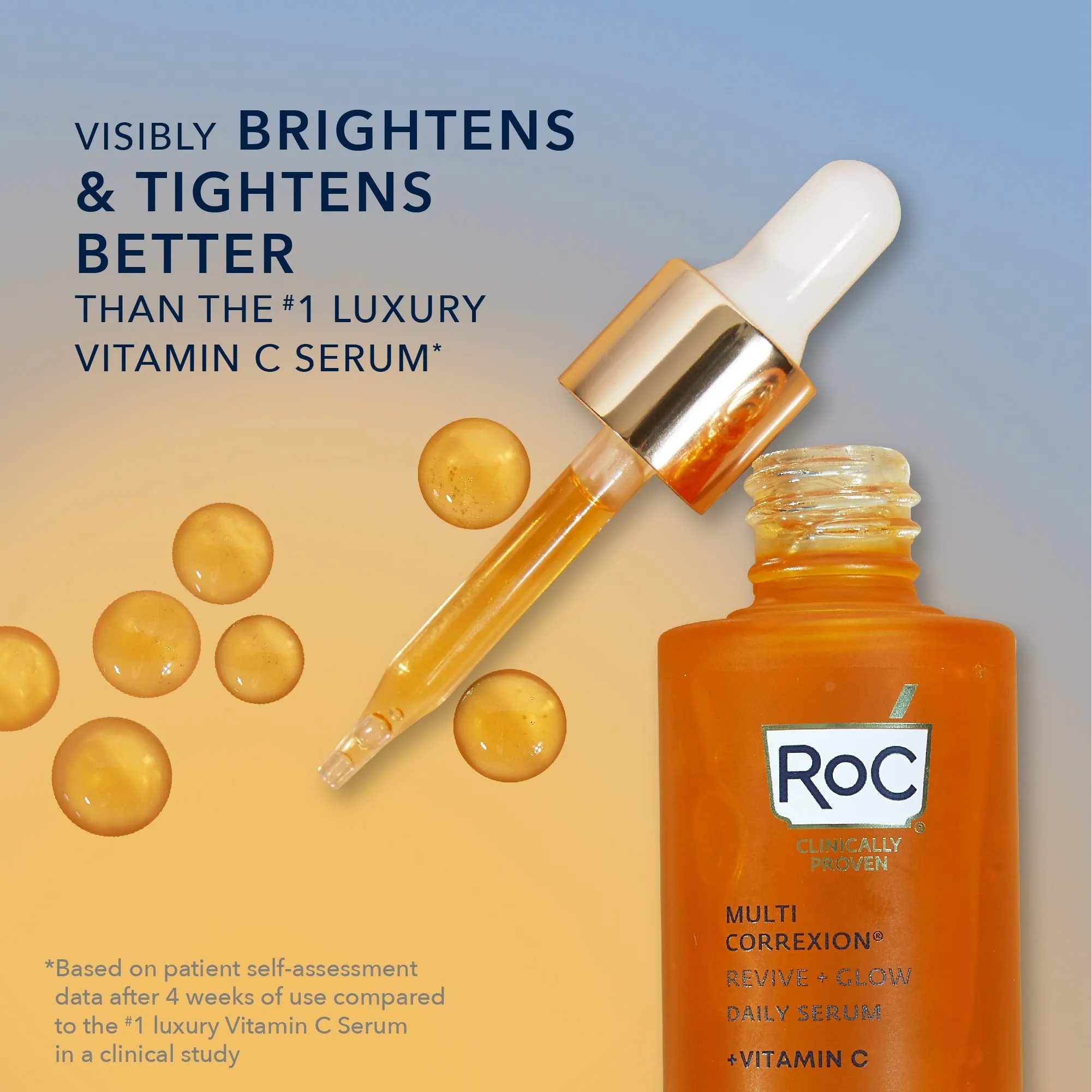 RoC Multi Correxion Revive   Glow 10% Active Vitamin C Serum for Face, Daily Anti-Aging Wrinkle and Skin Tone Skin Care Treatment, Brightening Serum, Stocking Stuffers for Men & Women, 1 oz