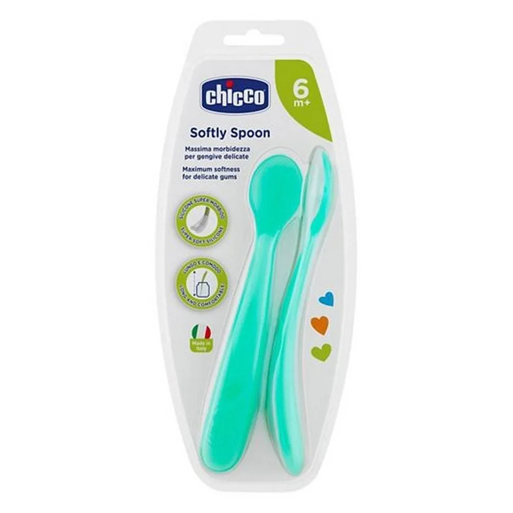 Sea Green Soft Silicone Spoon - 2 Pieces