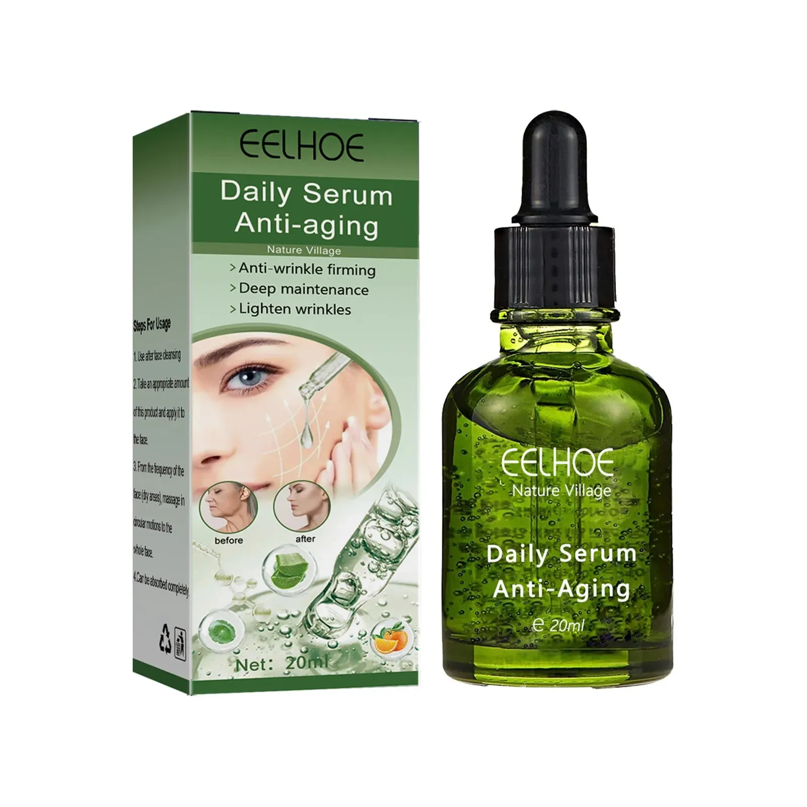 Vitamin C Collagen Hyaluronic Acid Anti-Aging Facial Essence Firming Moisturizing Brightening Reducing Wrinkles Fine Lines Acne